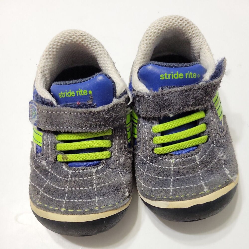Stride Rite Shoes Little Boy 4 Blue Grey Shark Soft Motion Sneaker Child Low Top